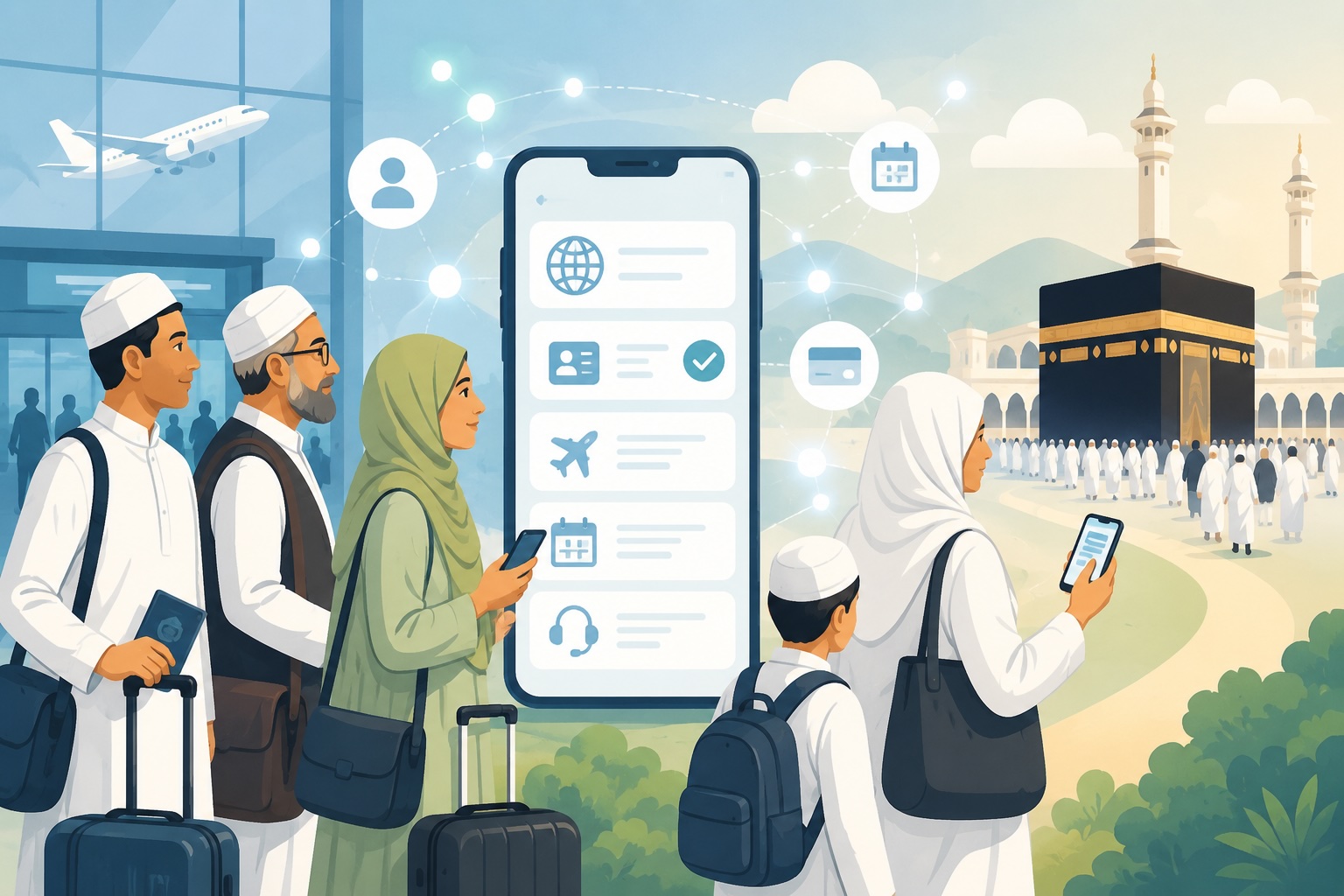 Indian Haj pilgrims using digital services and mobile app for pilgrimage planning